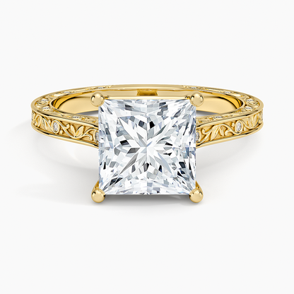 Grove Perfect Fit Engraved Diamond Ring (1/10 ct. tw.) - Princess Cut Center Stone