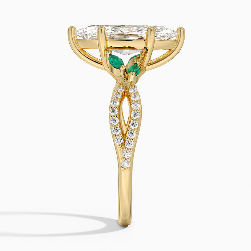 Luxe Willow Lab Emerald and Diamond Ring (1/8 ct. tw.) - Marquise Center Stone