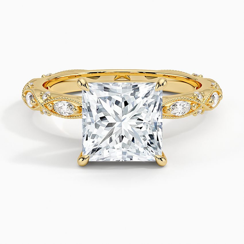 Celestia Milgrain Diamond Ring (1/4 ct. tw.) - Princess Cut Center Stone