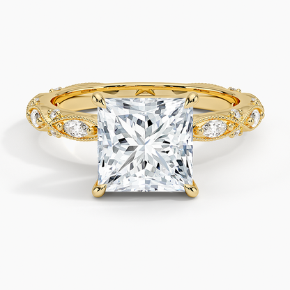 Celestia Milgrain Diamond Ring (1/4 ct. tw.) - Princess Cut Center Stone