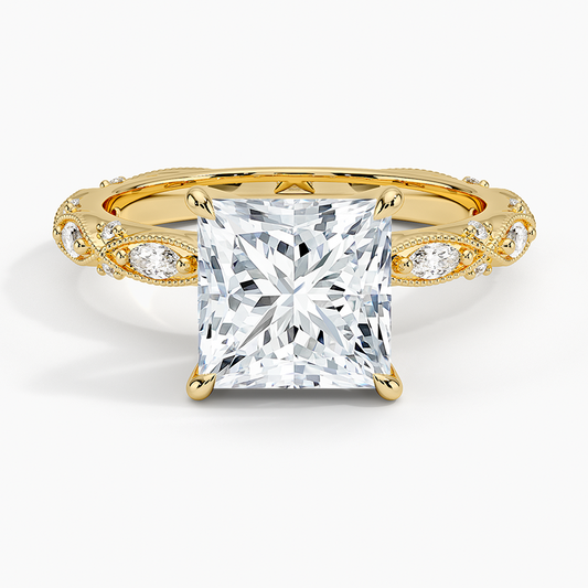 Celestia Milgrain Diamond Ring (1/4 ct. tw.) - Princess Cut Center Stone