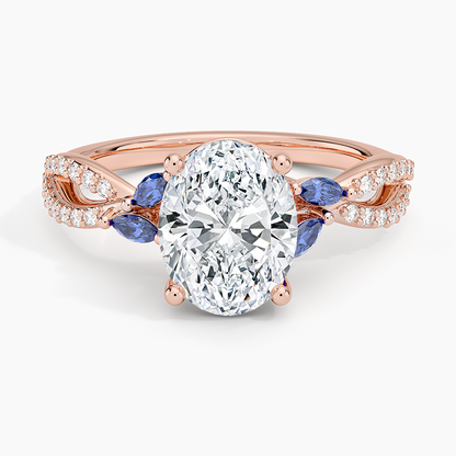 Luxe Willow Sapphire and Diamond Ring (1/8 ct. tw.) - Oval Center Stone