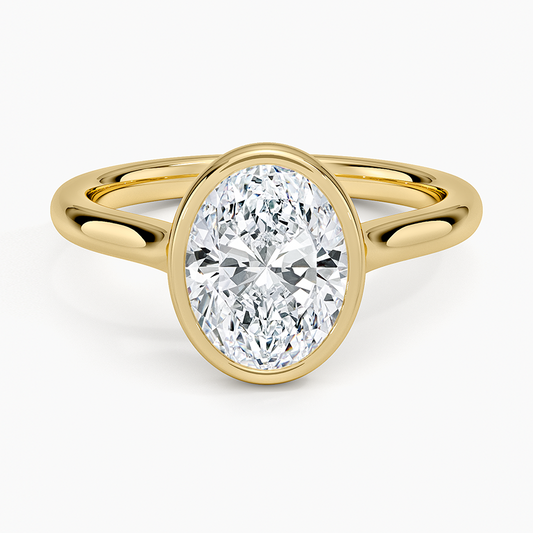 Luna 2mm Bezel Ring - Oval Cut Center Stone