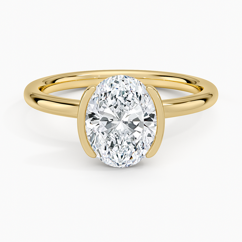 Annika Semi-Bezel Solitaire Ring - Oval Cut Center Stone