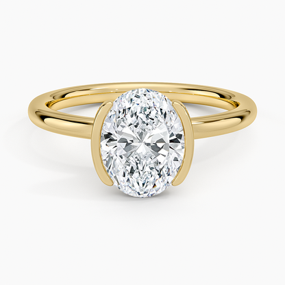 Annika Semi-Bezel Solitaire Ring - Oval Cut Center Stone