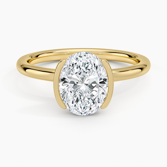 Annika Semi-Bezel Solitaire Ring - Oval Cut Center Stone