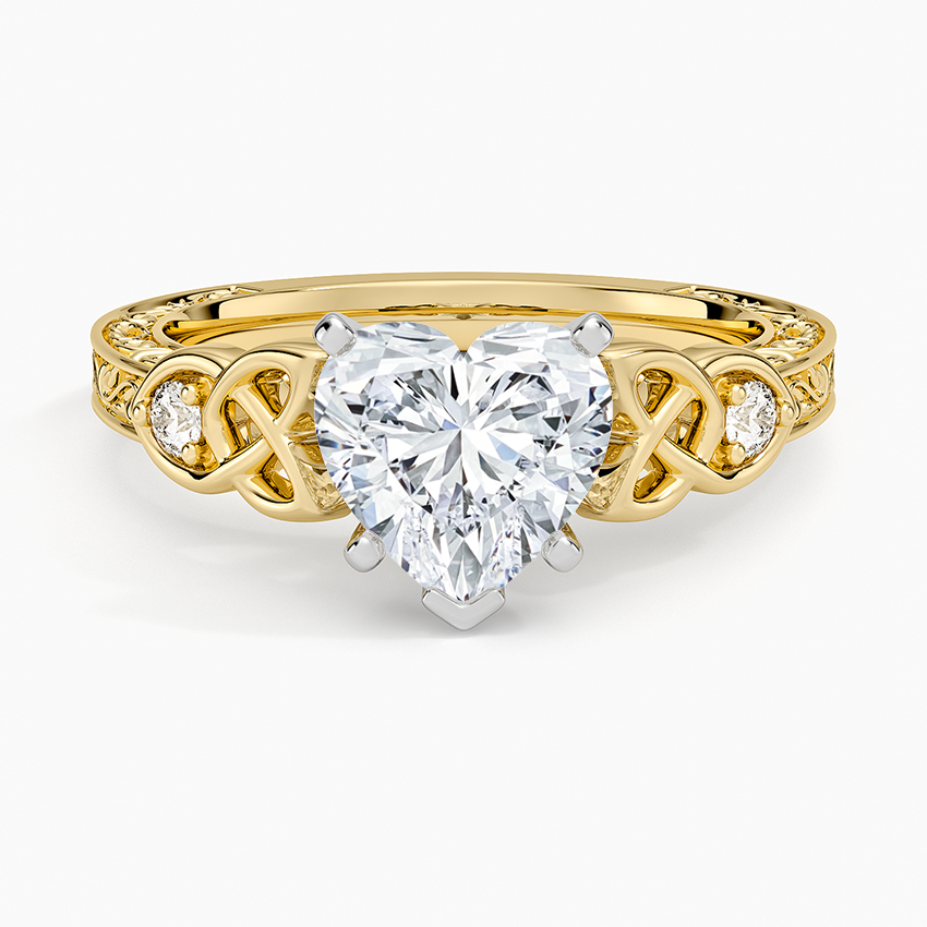 Aberdeen Celtic Diamond Ring - Heart Cut Center Stone