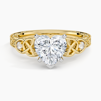 Aberdeen Celtic Diamond Ring - Heart Cut Center Stone