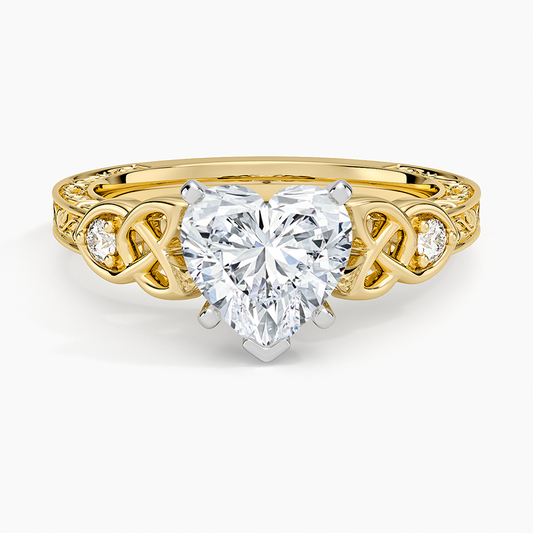 Aberdeen Celtic Diamond Ring - Heart Cut Center Stone