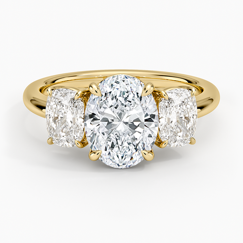 Luxe Faye Elongated Cushion Three Stone Diamond Ring (1 ct. tw.) - Oval Cut Center Stone