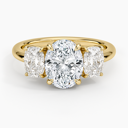 Luxe Faye Elongated Cushion Three Stone Diamond Ring (1 ct. tw.) - Oval Cut Center Stone