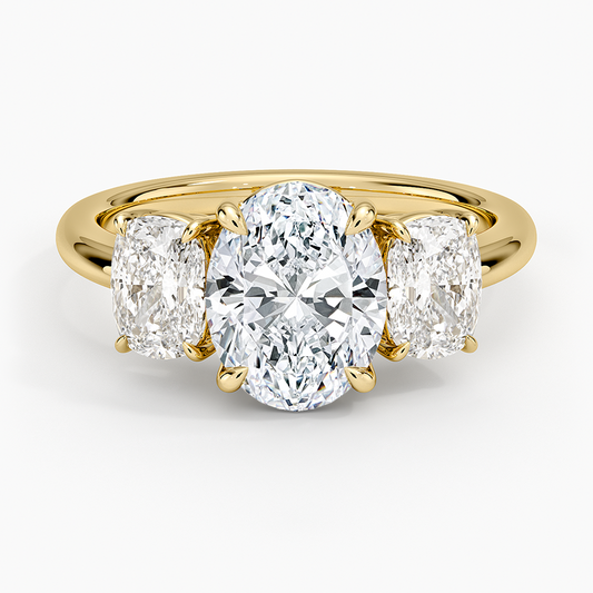 Luxe Faye Elongated Cushion Three Stone Diamond Ring (1 ct. tw.) - Oval Cut Center Stone