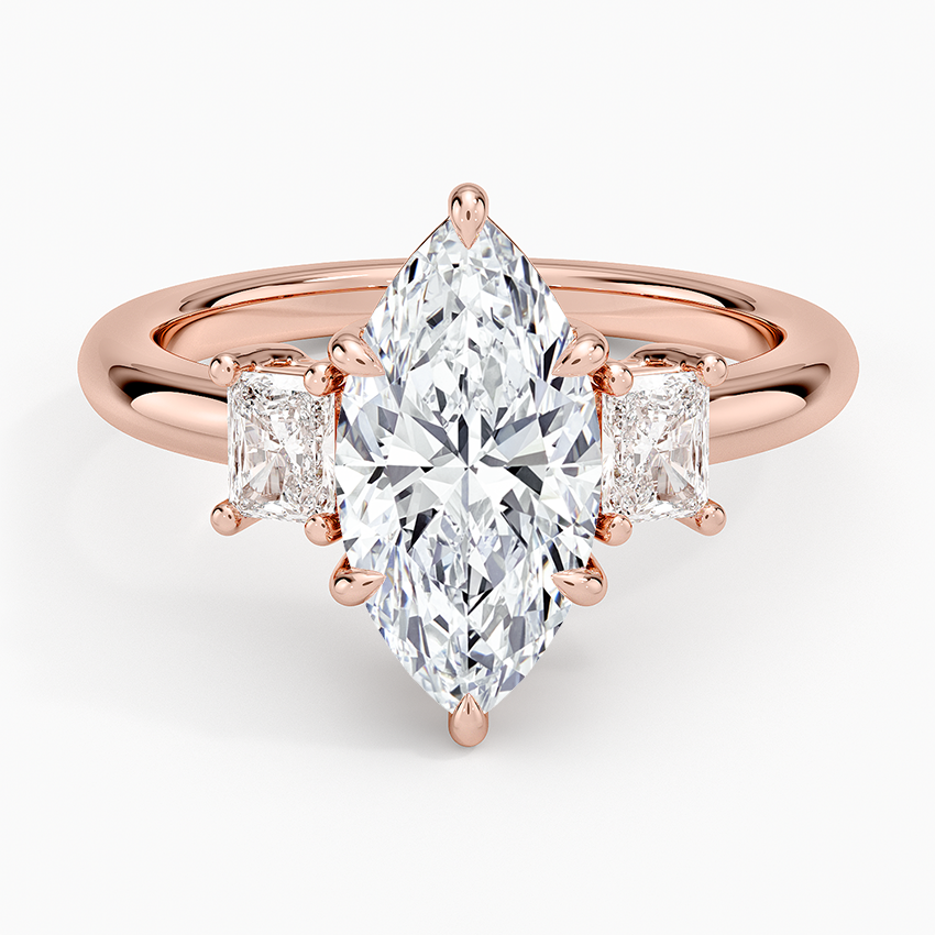 Helena Radiant-Cut Three Stone Diamond Ring (3/8 ct. tw.) - Marquise Center Stone