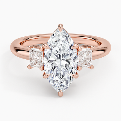 Helena Radiant-Cut Three Stone Diamond Ring (3/8 ct. tw.) - Marquise Center Stone