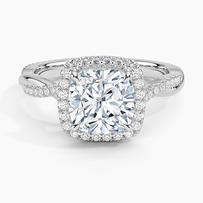 Petite Twisted Vine Halo Diamond Ring (1/4 ct. tw.) - Cushion Cut Center Stone