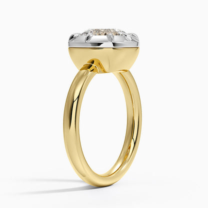 Harper Mixed Metal Solitaire Ring - Cushion Cut Center Stone