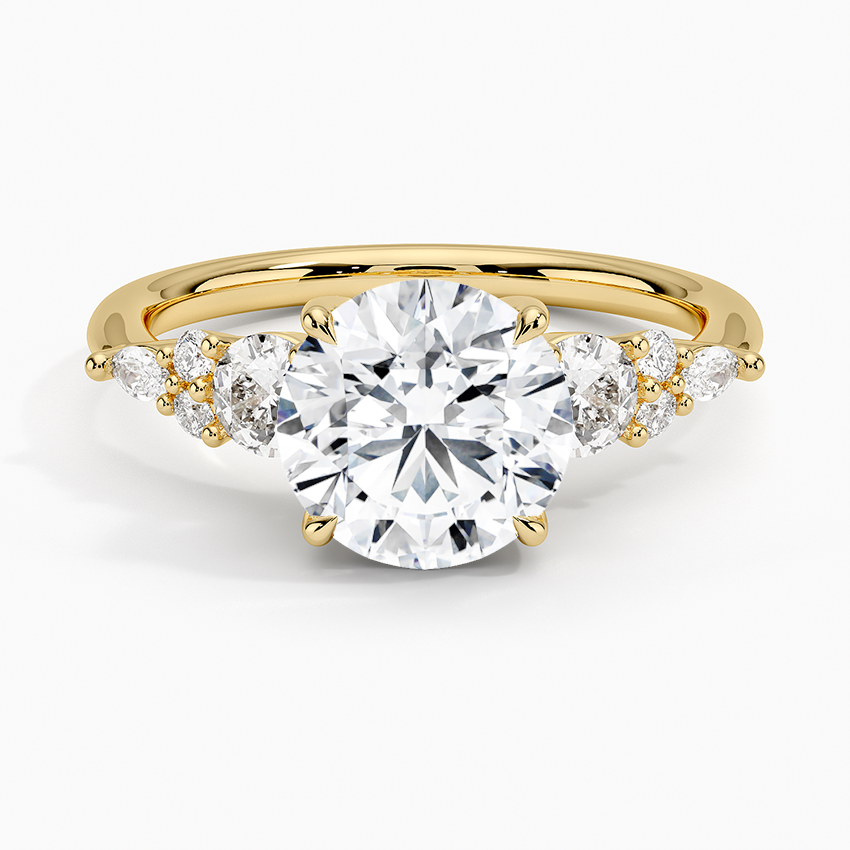 Nadia Three Stone Diamond Ring - Round Center Stone