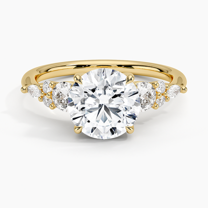 Nadia Three Stone Diamond Ring - Round Center Stone