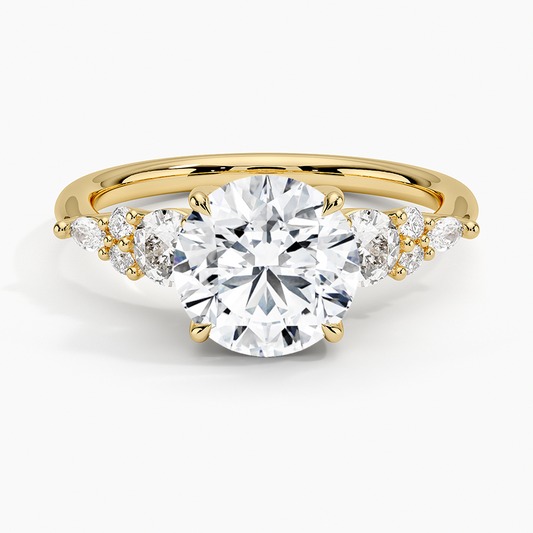 Nadia Three Stone Diamond Ring - Round Center Stone