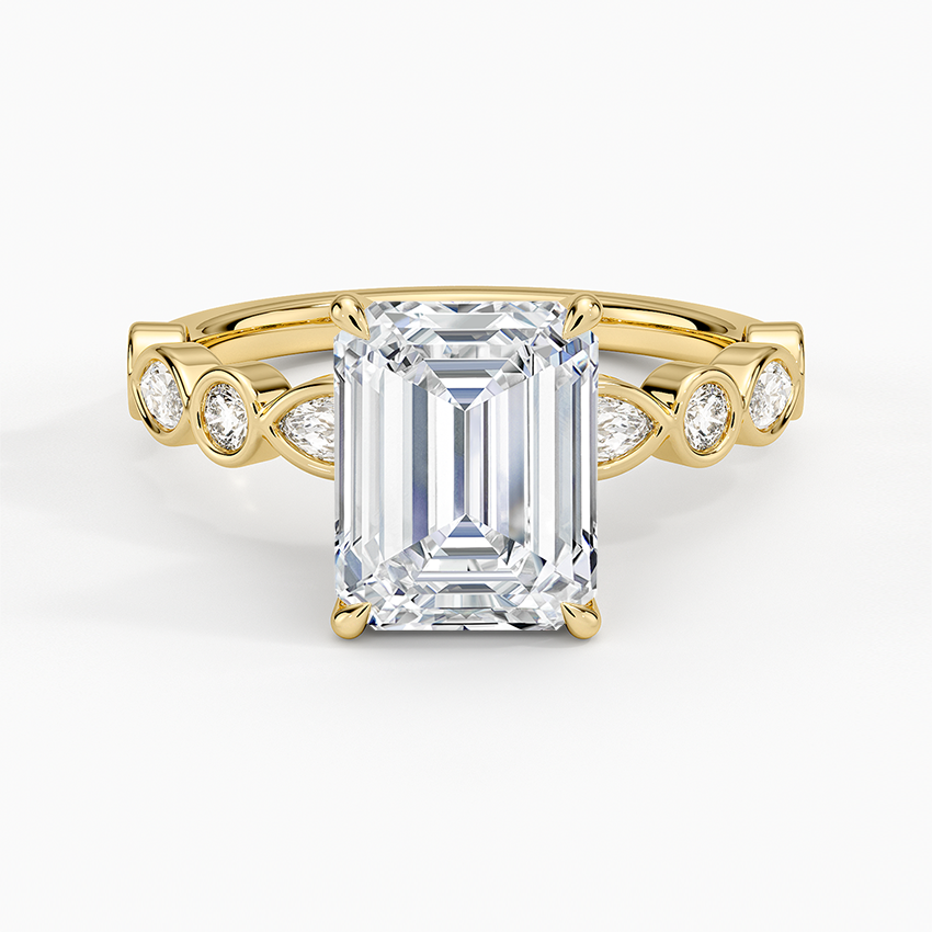 Versailles Bezel Diamond Ring - Emerald Cut Center Stone