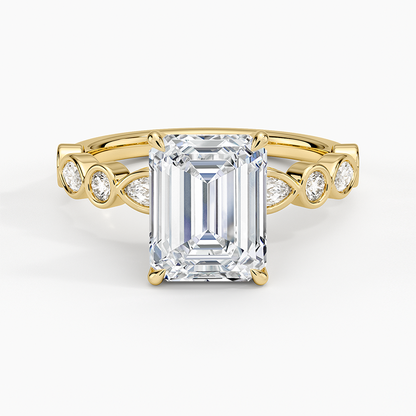 Versailles Bezel Diamond Ring - Emerald Cut Center Stone
