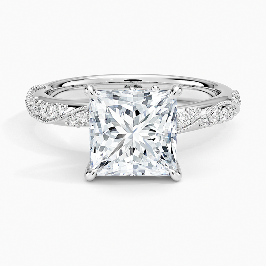 Camellia Hidden Accent 2.5mm Diamond Ring - Princess Cut Center Stone