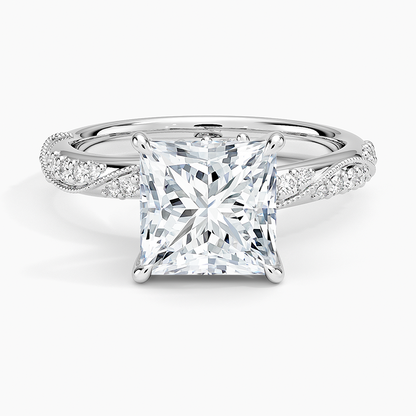 Camellia Hidden Accent 2.5mm Diamond Ring - Princess Cut Center Stone