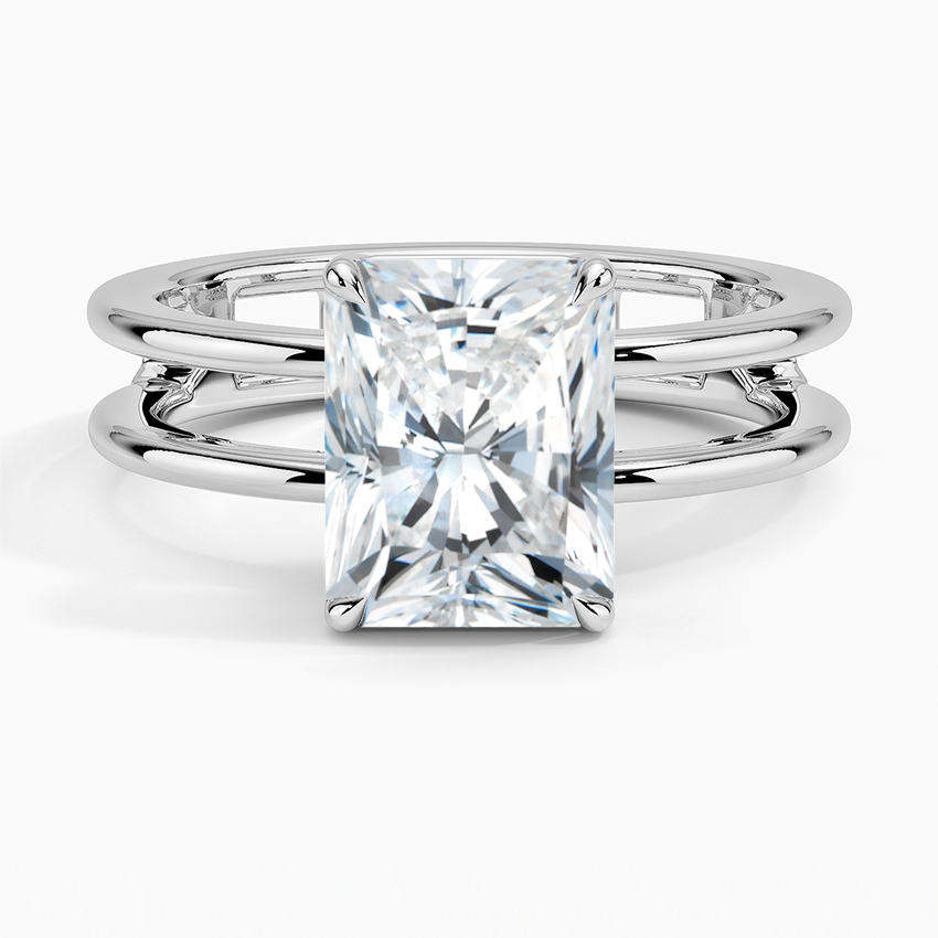 Aimee Open Double Band Solitaire Ring - Radiant Cut Center Stone