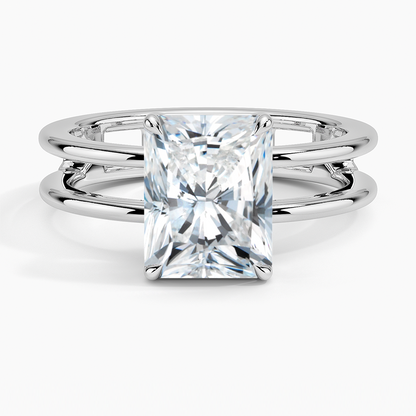 Aimee Open Double Band Solitaire Ring - Radiant Cut Center Stone