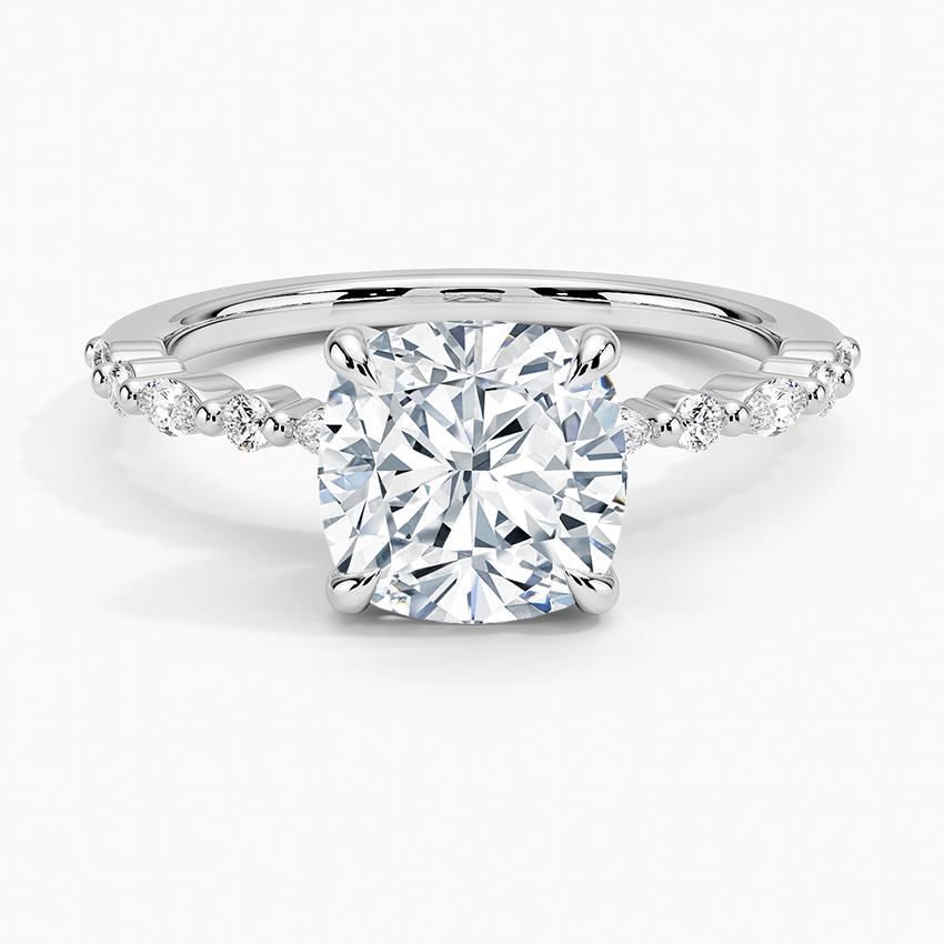 Delicate Versailles Diamond Ring - Cushion Cut Center Stone
