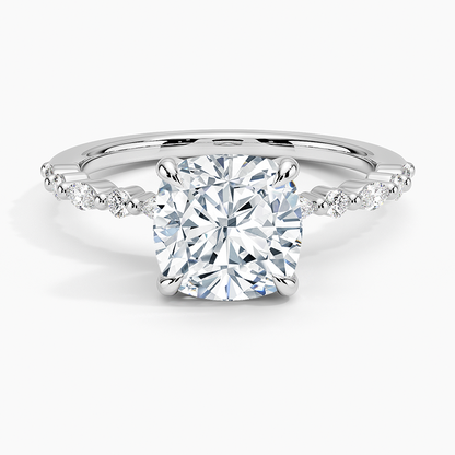 Delicate Versailles Diamond Ring - Cushion Cut Center Stone
