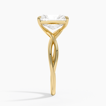 Alya Twist Solitaire Ring - Radiant Cut Center Stone