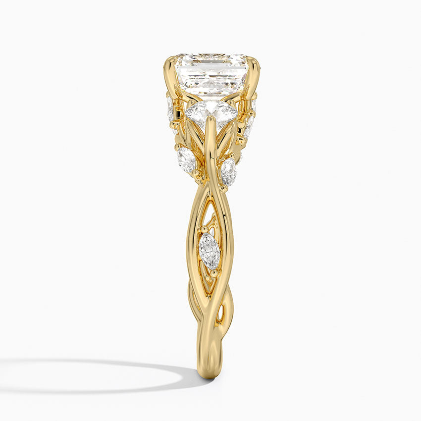 Secret Garden Three Stone Diamond Ring (3/4 ct. tw.) - Asscher Cut Center Stone