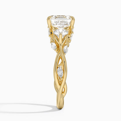 Secret Garden Three Stone Diamond Ring (3/4 ct. tw.) - Asscher Cut Center Stone