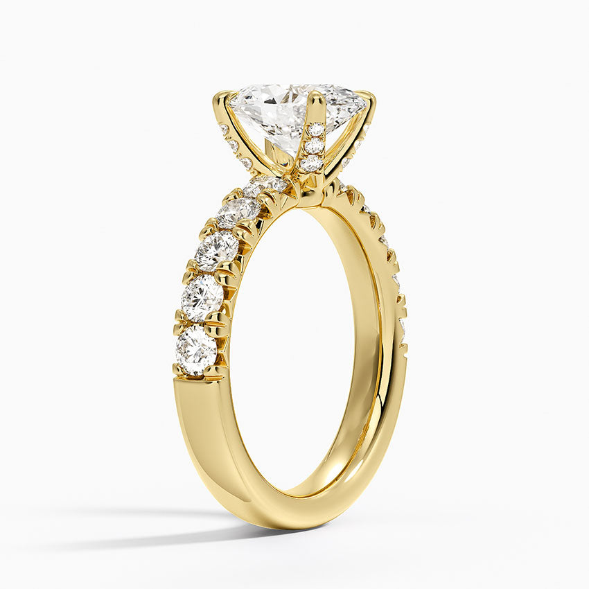 Ellora Half Coverage Diamond Ring - Oval Center Stone