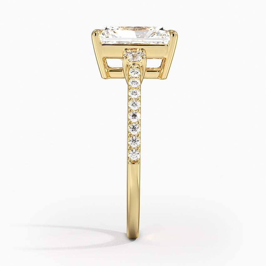 Lyra Three Stone Diamond Ring (1/4 ct. tw.) - Radiant Cut Center Stone