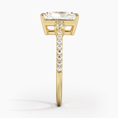 Lyra Three Stone Diamond Ring (1/4 ct. tw.) - Radiant Cut Center Stone