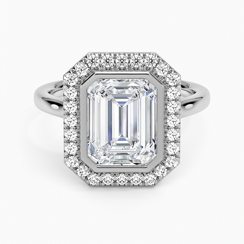 Bezel Halo Diamond Ring (1/4 ct. tw.) - Emerald Cut Center Stone