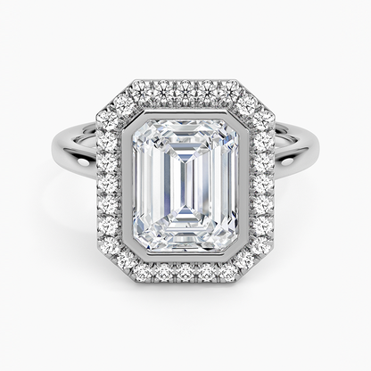 Bezel Halo Diamond Ring (1/4 ct. tw.) - Emerald Cut Center Stone