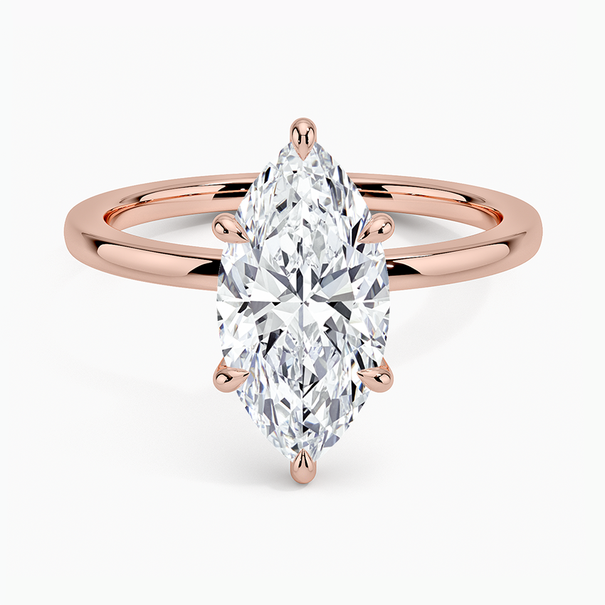 Secret Halo Six-Prong Diamond Ring - Marquise Center Stone