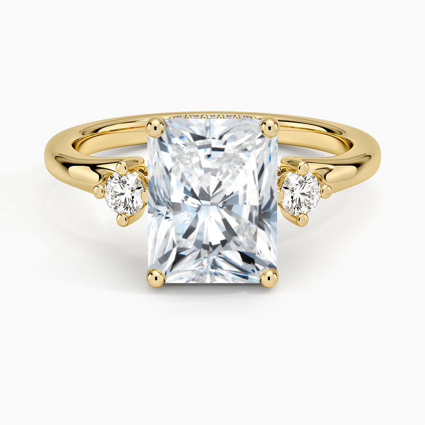 Floating Three Stone Diamond Ring - Radiant Cut Center Stone