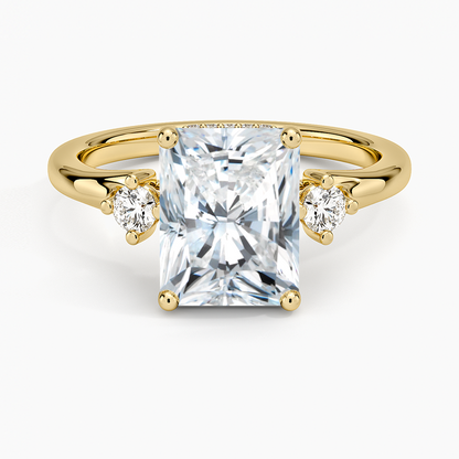Floating Three Stone Diamond Ring - Radiant Cut Center Stone