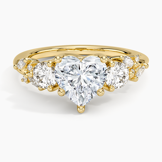 Arden Three Stone Diamond Ring - Heart Center Stone