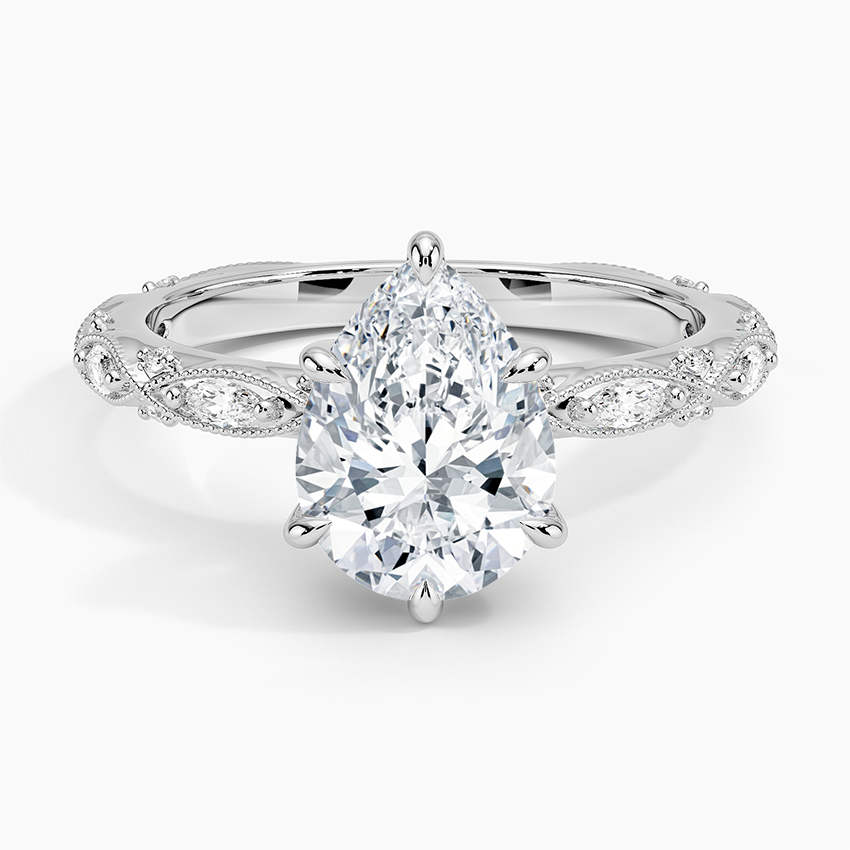 Celestia Milgrain Diamond Ring (1/4 ct. tw.) - Pear Center Stone