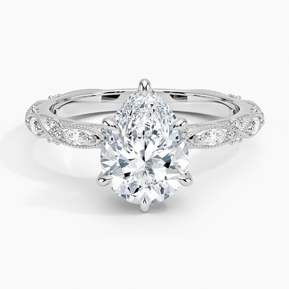 Celestia Milgrain Diamond Ring (1/4 ct. tw.) - Pear Center Stone