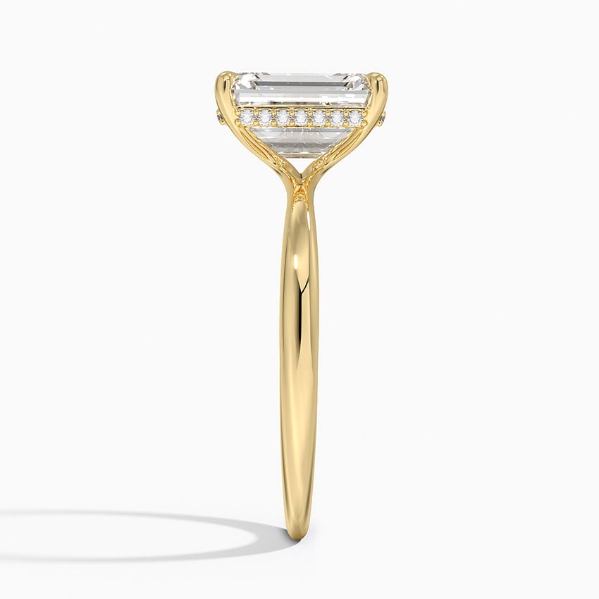 Freesia Hidden Halo Diamond Ring - Emerald Cut Center Stone