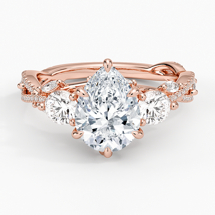 Luxe Secret Garden Three Stone Diamond Ring (1 ct. tw.) - Pear Center Stone