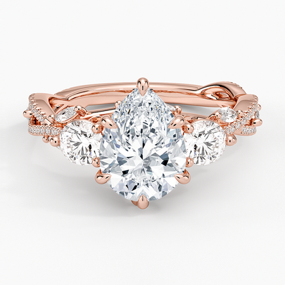 Luxe Secret Garden Three Stone Diamond Ring (1 ct. tw.) - Pear Center Stone