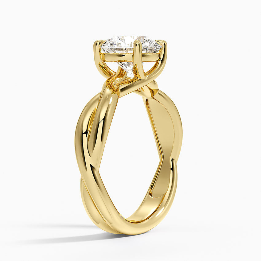 Hazel Twist Solitaire Diamond Ring - Round Cut Center Stone
