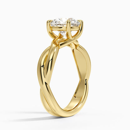 Hazel Twist Solitaire Diamond Ring - Round Cut Center Stone